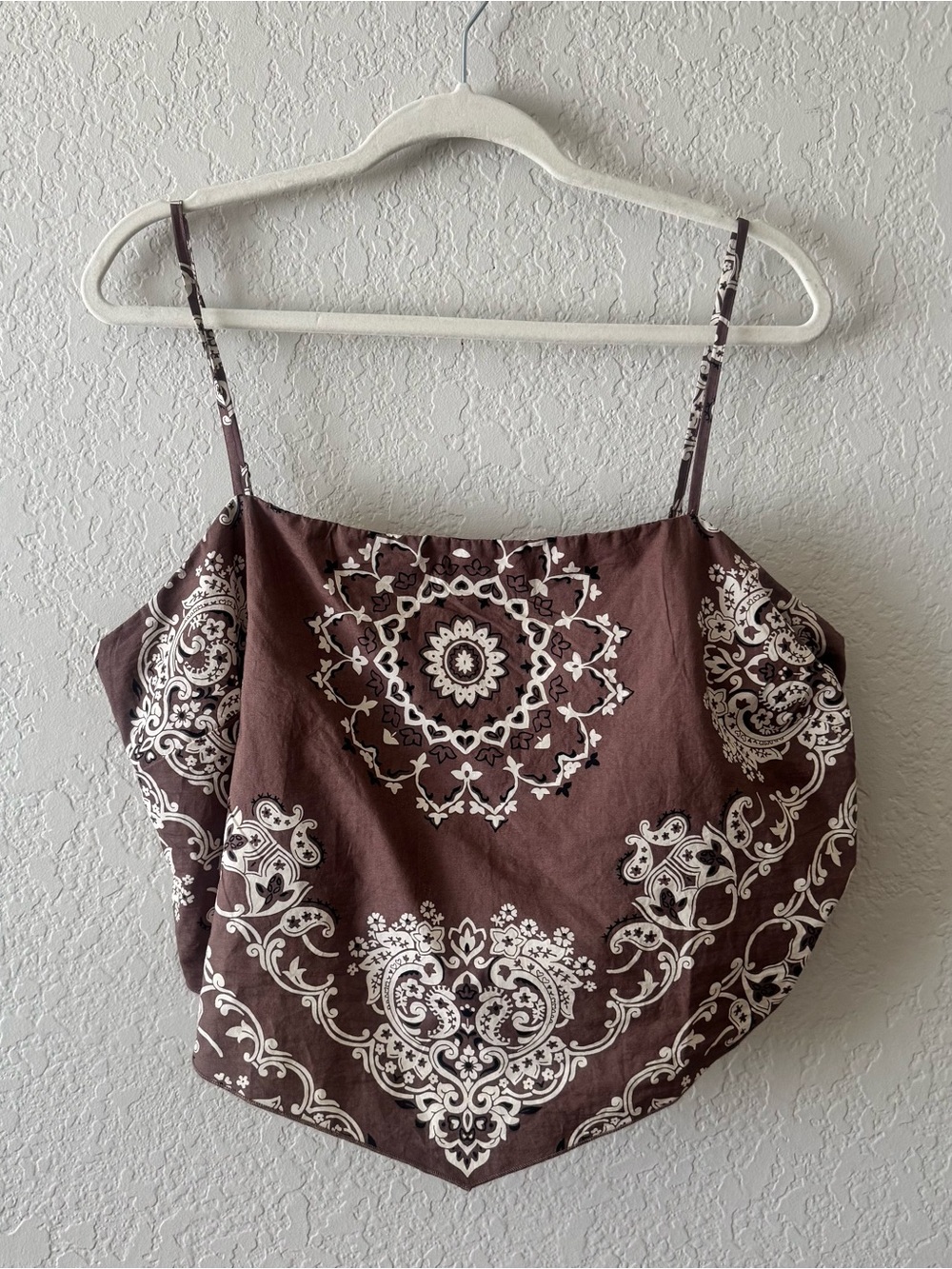 American Eagle Brown Paisley Cropped Tank XL